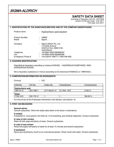 sigma aldrich msds